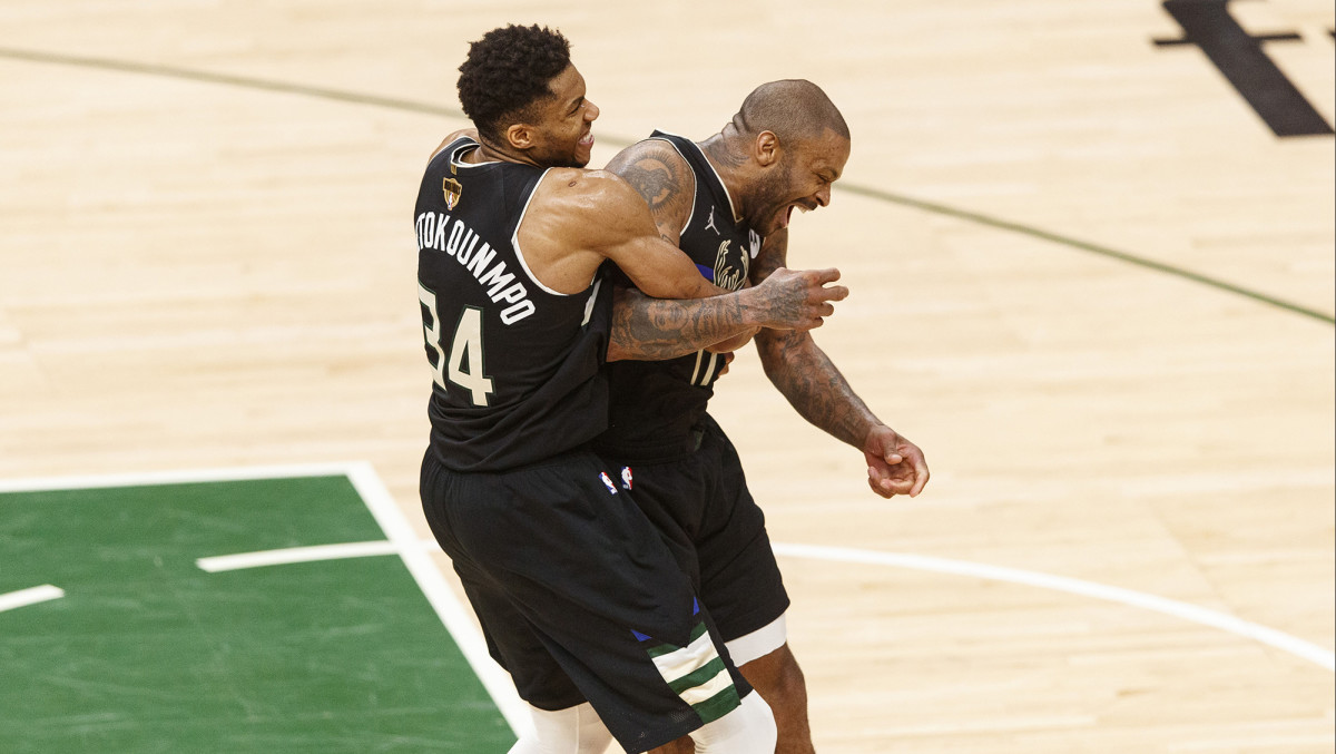 Antetokounmpo seemed as happy as can be Tuesday night.